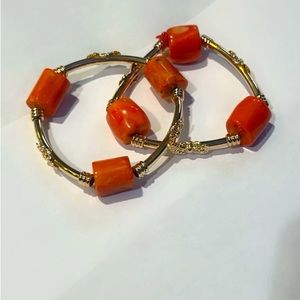 Orange and gold Coral Beaded Bracelet